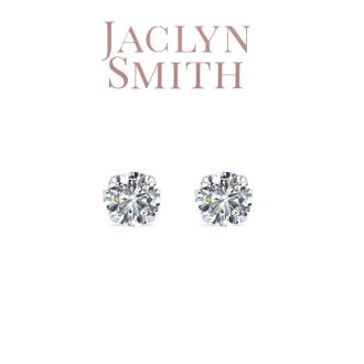 Jaclyn Smith 1/2 Carat Round Moissanite Stud Earrings in White Gold