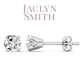 Jaclyn Smith 1 Carat Moissanite Stud Earrings In White Gold.  Fiery Amazing And Look Exactly Like Diamond!