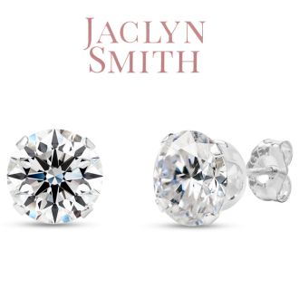 Jaclyn Smith 4 Carat Moissanite Stud Earrings In White Gold. Big, Fiery, Fabulous! 