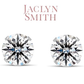 Jaclyn Smith 4 Carat Moissanite Stud Earrings In White Gold. Big, Fiery, Fabulous! 