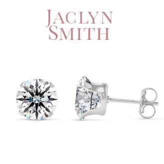 Jaclyn Smith 4 Carat Moissanite Stud Earrings In White Gold. Big, Fiery, Fabulous! 