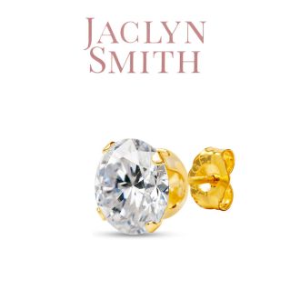 Jaclyn Smith 4 Carat Moissanite Stud Earrings In Yellow Gold. Big, Fiery, Fabulous! 