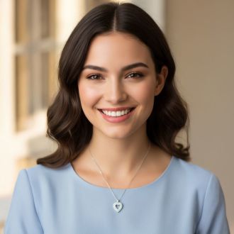 Estate Jewelry 3/8 Carat Real Diamond Heart Necklace In Sterling Silver, 18 Inches