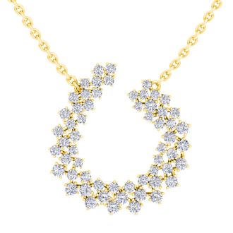 2 Carat Lab Grown Diamond Statement Necklace In Yellow Gold, 18 Inches