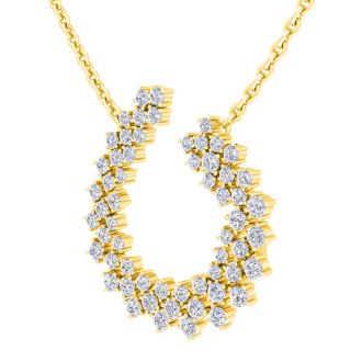 2 Carat Lab Grown Diamond Statement Necklace In Yellow Gold, 18 Inches