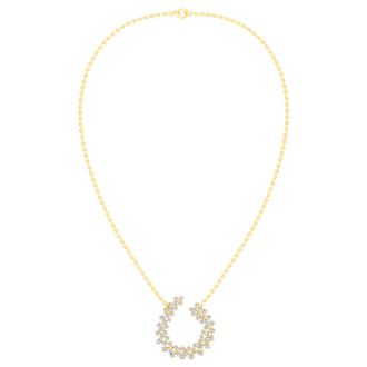 2 Carat Lab Grown Diamond Statement Necklace In Yellow Gold, 18 Inches