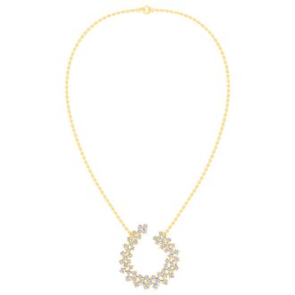 4 Carat Lab Grown Diamond Statement Necklace In Yellow Gold, 18 Inches