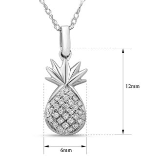 Estate Jewelry 0.06 Carat Diamond Pineapple Necklace In 14K White Gold, 18 Inches