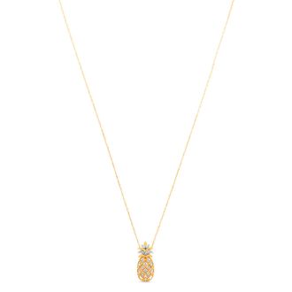 Estate Jewelry 1/6 Carat Diamond Pineapple Necklace In 10K Yellow Gold, 18 Inches