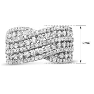 Estate Jewelry 1 Carat Diamond Criss Cross Ring In 10K White Gold, Size 7