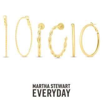 Martha Stewart Everyday Gold Twisted Hoop Earrings Set of 3