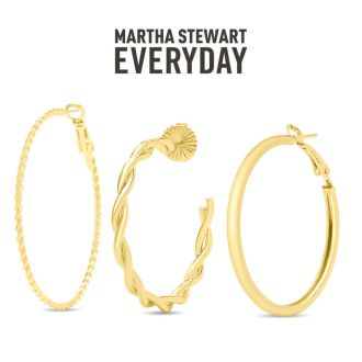 Martha Stewart Everyday Gold Twisted Hoop Earrings Set of 3
