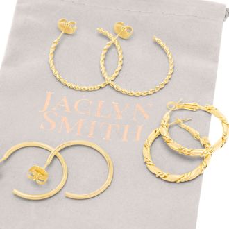 Jaclyn Smith Classic Gold Hoop Earrings Set of 3