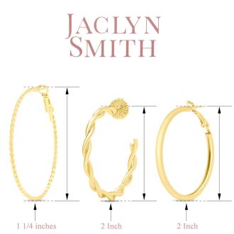 Jaclyn Smith Textured Gold Hoop Earrings Set of 3