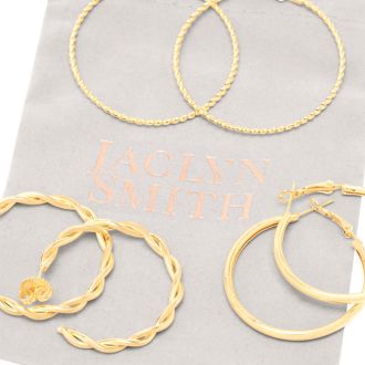 Jaclyn Smith Textured Gold Hoop Earrings Set of 3