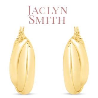 Jaclyn Smith Retro Hoop Earrings In Gold