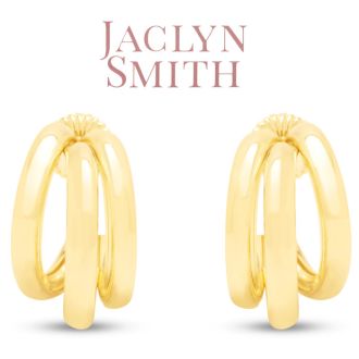 Jaclyn Smith Tri Hoop Earrings In Gold