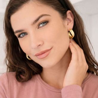 Jaclyn Smith Thick Hoop Earrings In Gold