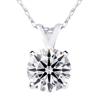 1/2 Carat Round Shape Lab Grown Diamond Solitaire Necklace In 14K White Gold