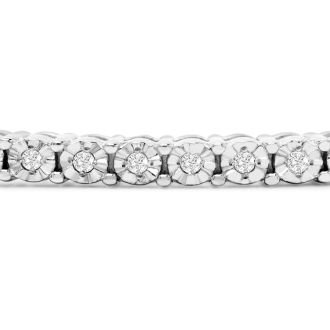 1/4 Carat Natural Diamond Bangle Bracelet In Sterling Silver