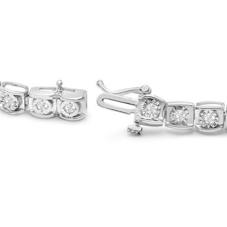 1 Carat Natural Diamond Miracle Tennis Bracelet In Sterling Silver, 7 Inches