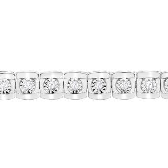 1/2 Carat Natural Diamond Miracle Tennis Bracelet In Sterling Silver, 7 Inches