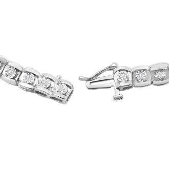 1/2 Carat Natural Diamond Miracle Tennis Bracelet In Sterling Silver, 7 Inches