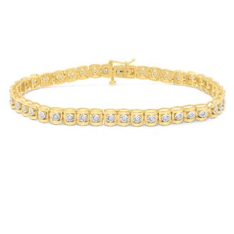 1/2 Carat Natural Diamond Miracle Tennis Bracelet In Yellow Gold, 7 Inches