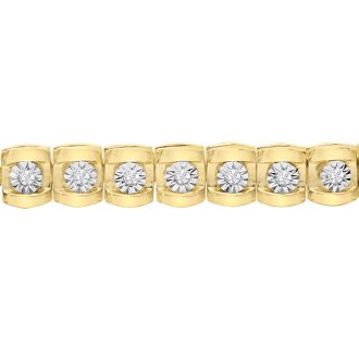 1/2 Carat Natural Diamond Miracle Tennis Bracelet In Yellow Gold, 7 Inches
