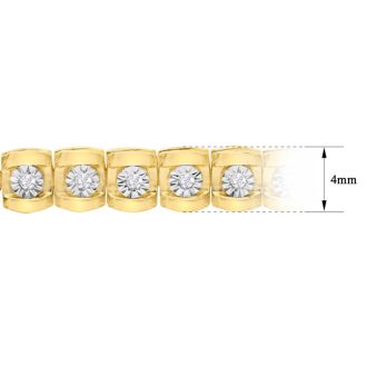 1/2 Carat Natural Diamond Miracle Tennis Bracelet In Yellow Gold, 7 Inches