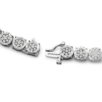 2 Carat Natural Diamond Miracle Tennis Bracelet In Sterling Silver, 7 Inches