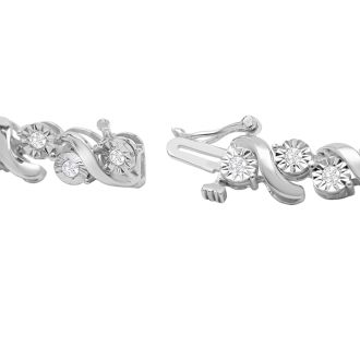 1 Carat Natural Diamond Switl Tennis Bracelet In Sterling Silver, 7 Inches