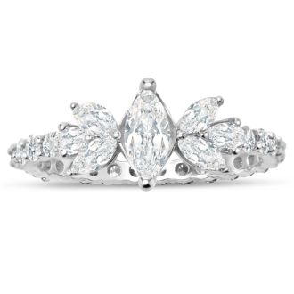 1 1/2 Carat Fancy Lab Grown Diamond Eternity Engagement Ring In Sterling Silver