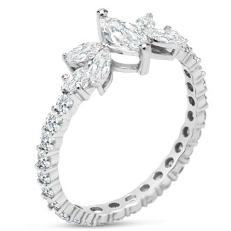 1 1/2 Carat Fancy Lab Grown Diamond Eternity Engagement Ring In Sterling Silver