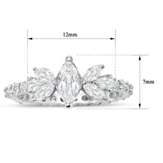 1 1/2 Carat Fancy Lab Grown Diamond Eternity Engagement Ring In Sterling Silver