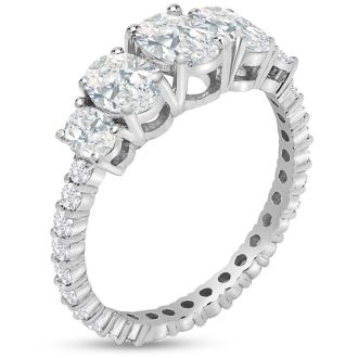 2 Carat Fancy Lab Grown Diamond Eternity Engagement Ring In Sterling Silver