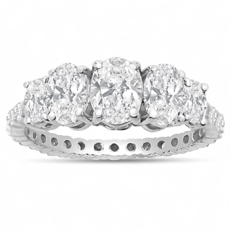 2 Carat Fancy Lab Grown Diamond Eternity Engagement Ring In Sterling Silver
