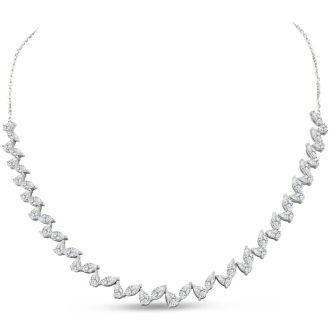 7.36 Carat Lab Grown Diamond Fancy Necklace In 14K White Gold, 16 Inches