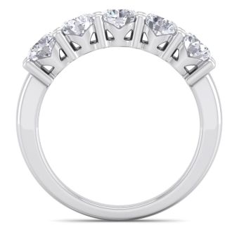 1 1/2 Carat Five Lab Grown Diamond Anniversary Band In Sterling Silver