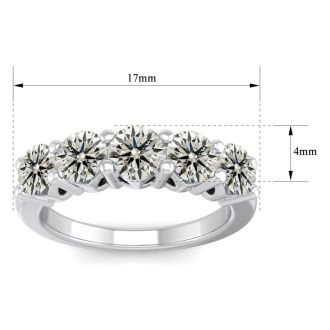 1 1/2 Carat Five Lab Grown Diamond Anniversary Band In Sterling Silver