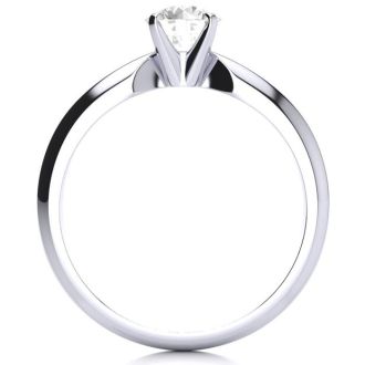 Estate Jewelry 1/2 Carat Natural Diamond Round Engagement Rings In 14 Karat White Gold, Size 7.5