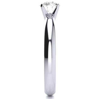 Estate Jewelry 1/2 Carat Natural Diamond Round Engagement Rings In 14 Karat White Gold, Size 7.5