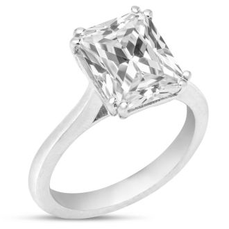 Estate Jewelry 2-1/2 Carat Cushion Shape Zirconia Ring In Sterling Silver, Size 4