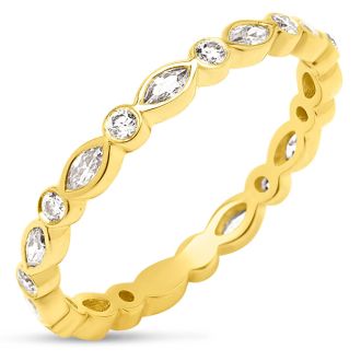 Estate Jewelry 1/2 Carat Moissanite Eternity Ring In 14 Karat Yellow Gold, Size 6.5