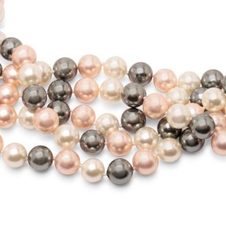 Estate Jewelry Three Color 10mm Shell Pearl Strand, 120 Inches