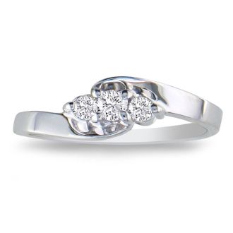 1/10ct Three Diamond Promise Ring in Sterling Silver