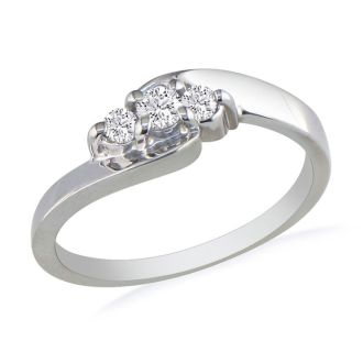 1/10ct Three Diamond Promise Ring in Sterling Silver