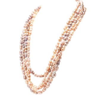 Estate Jewelry Pink Gray 11x7 Baroque Pearl Strand, 100 Inches