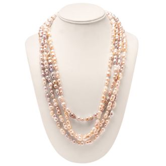 Estate Jewelry Pink Gray 11x7 Baroque Pearl Strand, 100 Inches