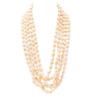 Estate Jewelry Creamy White 11x8 Baroque Pearl Strand, 120 Inches